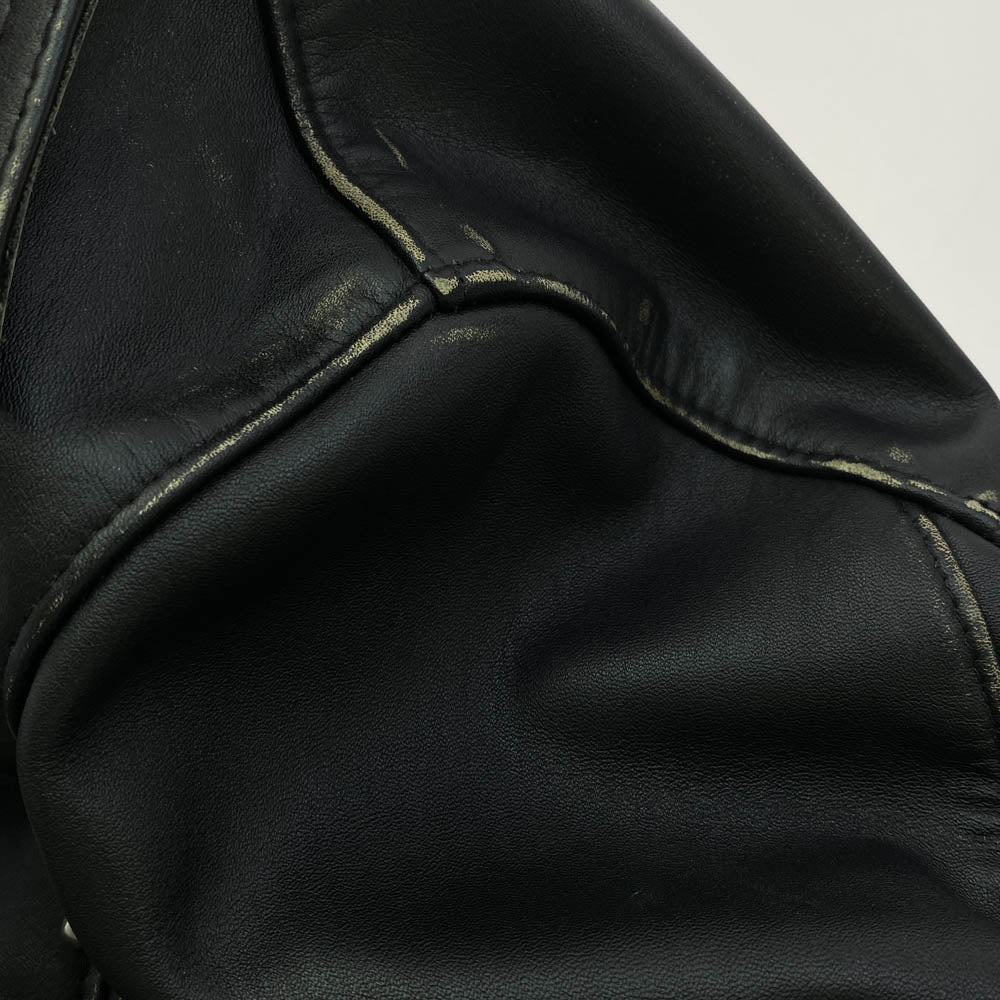 COMME des GARCONS コムデギャルソン AD2018 KZ-J001 × Lewis Leathers ルイスレザー LIVE FREE DIE STRONG ダブルライダース レザー ジャケット ブラック系 38【中古】