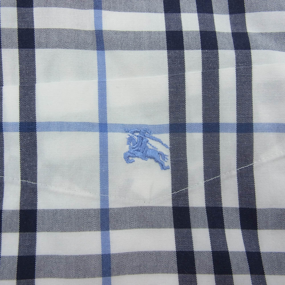 BURBERRY BLACK LABEL バーバリーブラックレーベル ボタンダウン チェック柄 半袖シャツ ホワイト系 3【中古】