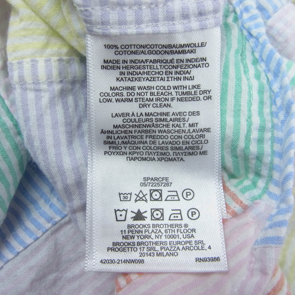 Brooks Brothers ブルックスブラザーズ ボタンダウン パッチワーク 半袖 シャツ マルチカラー系 M【中古】