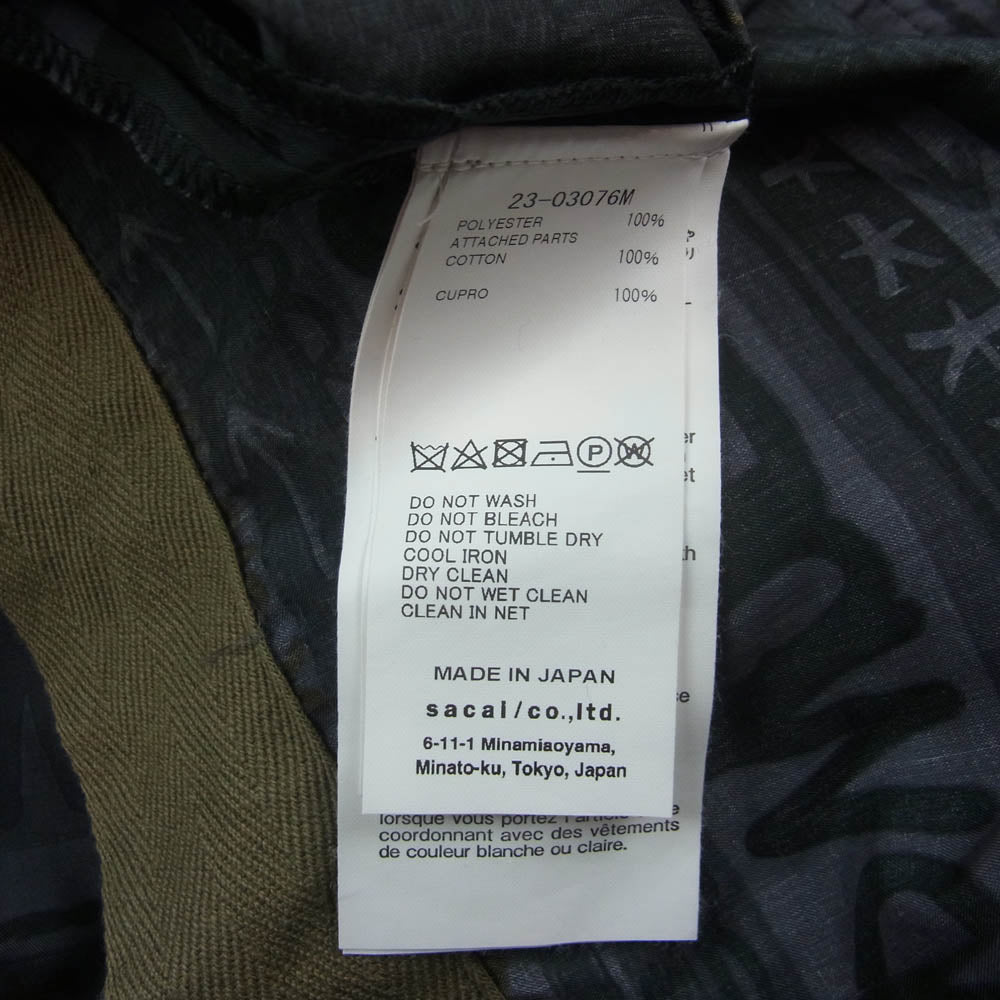 Sacai サカイ 23SS 23-03076M Eric Haze Bandana Print Shirt エリック ヘイズ バンダナ プリント 半袖 シャツ ブラック系 2【中古】