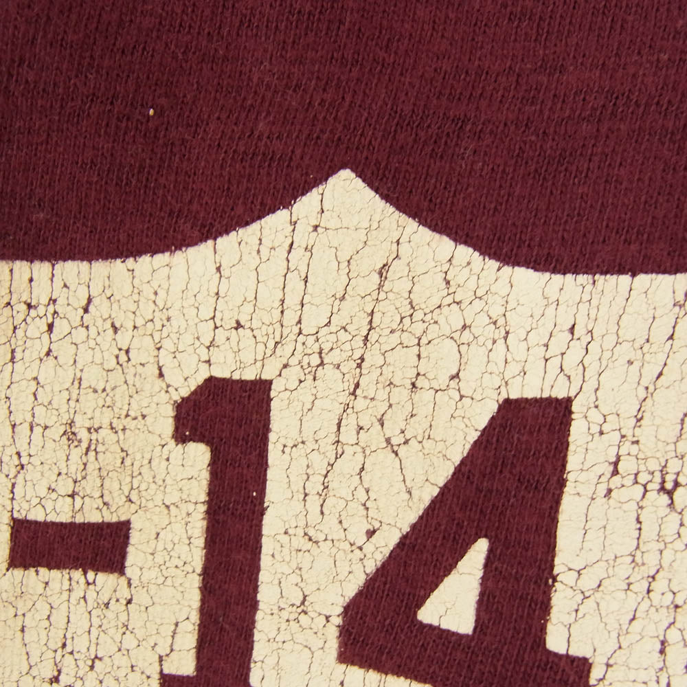 WAREHOUSE ウエアハウス NEW BRITEIN プリント クルーネック 半袖 Tシャツ エンジ系 S【中古】