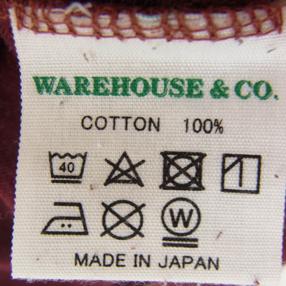 WAREHOUSE ウエアハウス MSU ROSE BOWL フロッキー プリント Tシャツ エンジ系 S【中古】