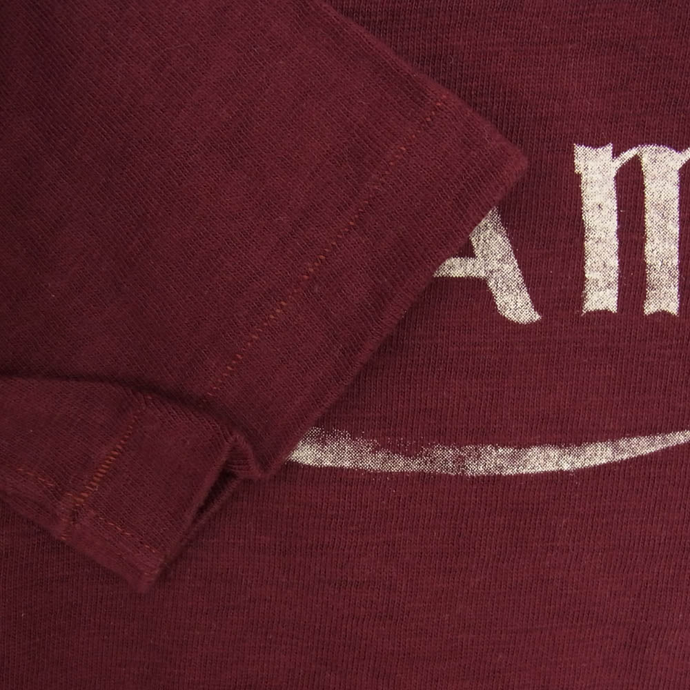 WAREHOUSE ウエアハウス champ プリント 七分袖 Tシャツ エンジ系 S【中古】