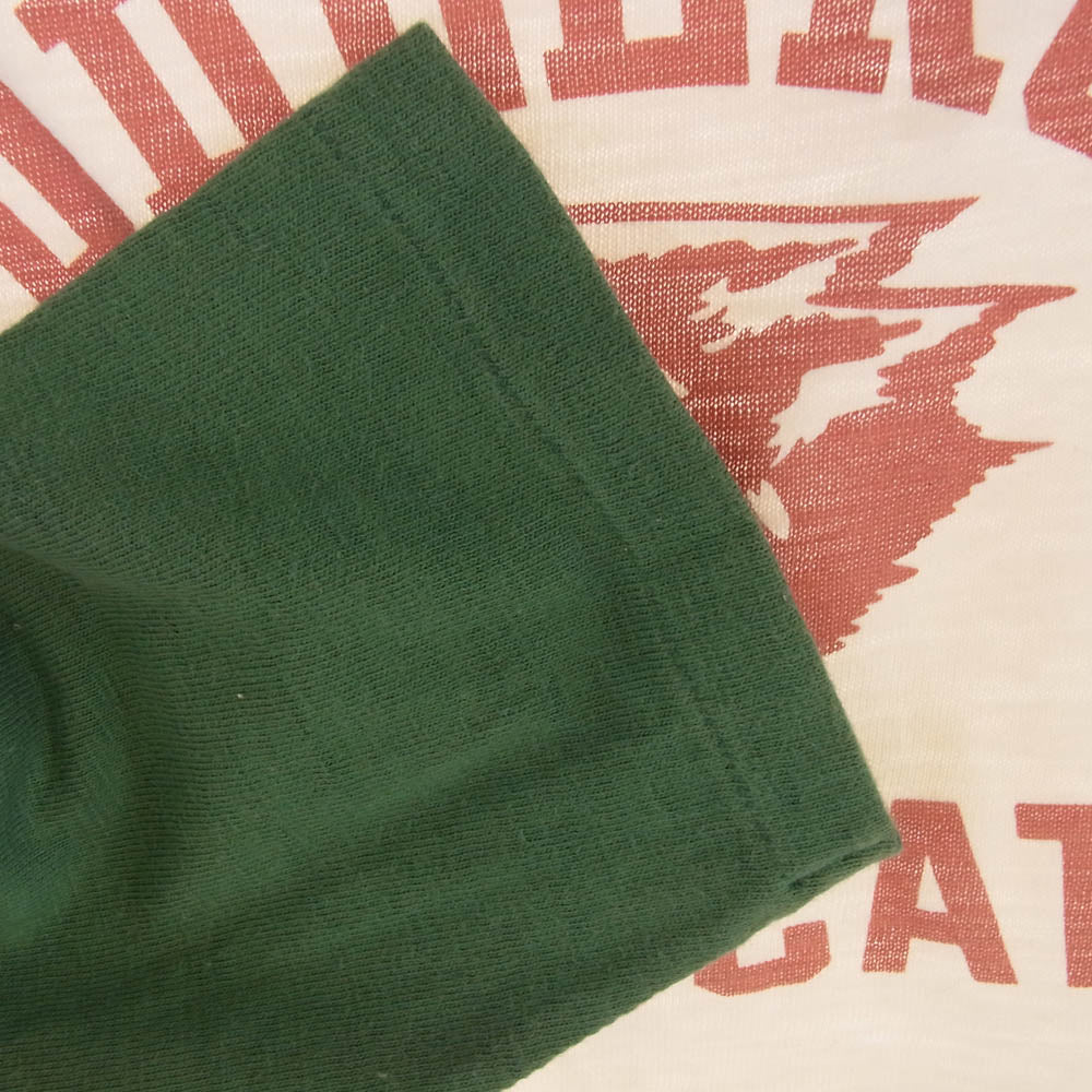 WAREHOUSE ウエアハウス MIDDLEROAD WIKDCATS プリント 7分袖 Tシャツ ベージュ系 グリーン系 S【中古】