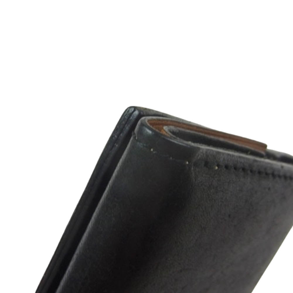 エムピウ ストラッチョ コンパクト レザー ウォレット イニシャル入り ブラック系【中古】