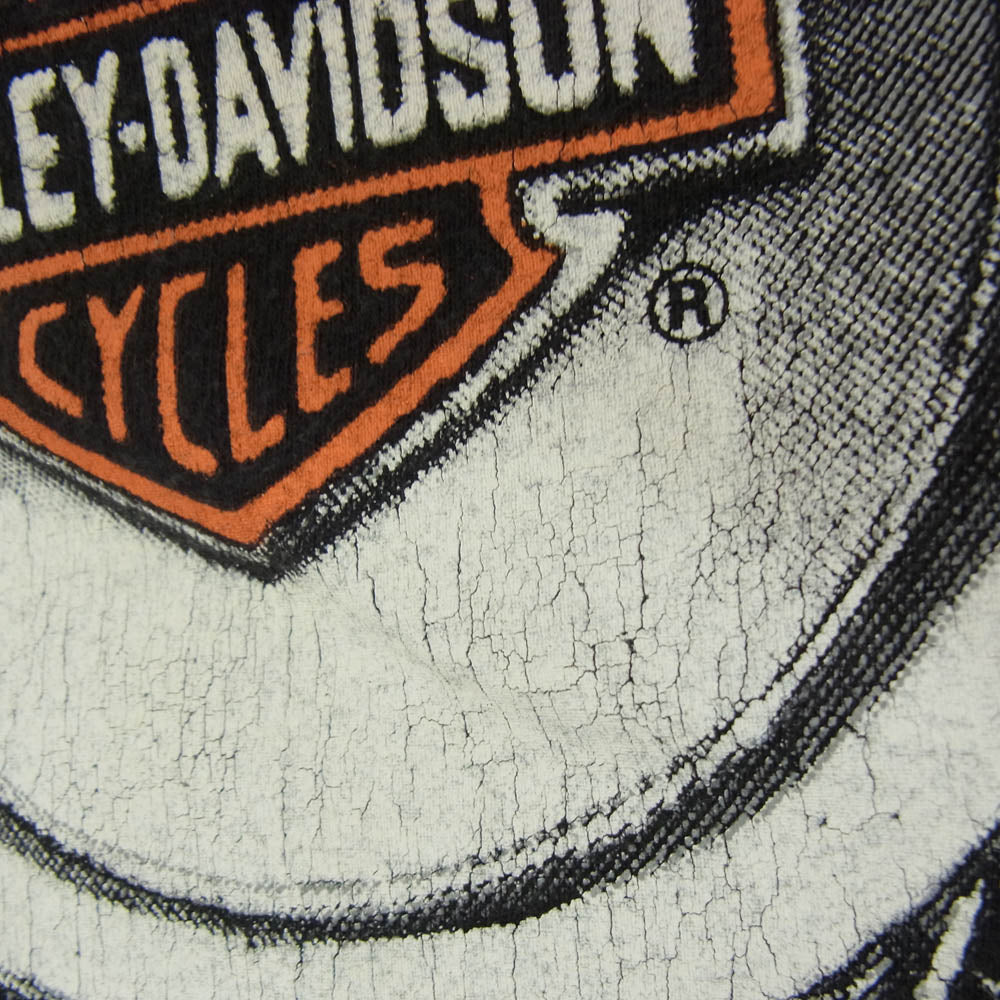 HARLEY DAVIDSON ハーレーダビッドソン ヴィンテージ 90s USA製 Thunder & Lightning Tee プリント 半袖 Tシャツ ブラック系 XXL【中古】