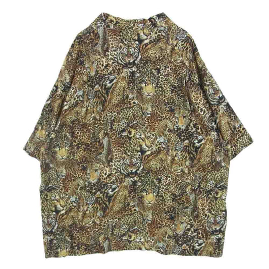 CELINE セリーヌ 22AW 2C517251S Hedi Slimane エディスリマン レオパード 半袖 シャツ ブラウン系 ブラック系 40【極上美品】【中古】