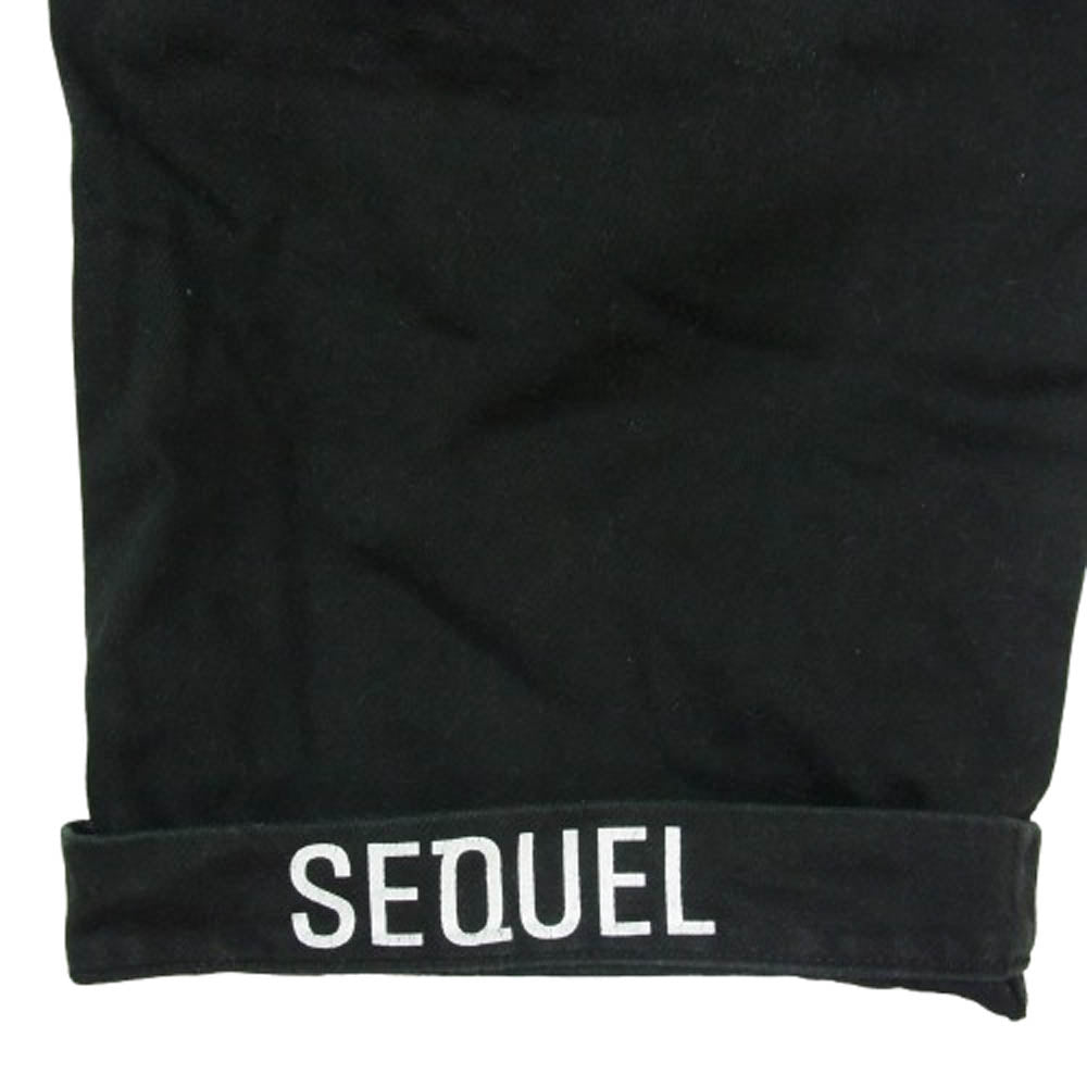 SEQUEL シークエル ロールアップ ロゴプリント パンツ ブラック系 XL【中古】