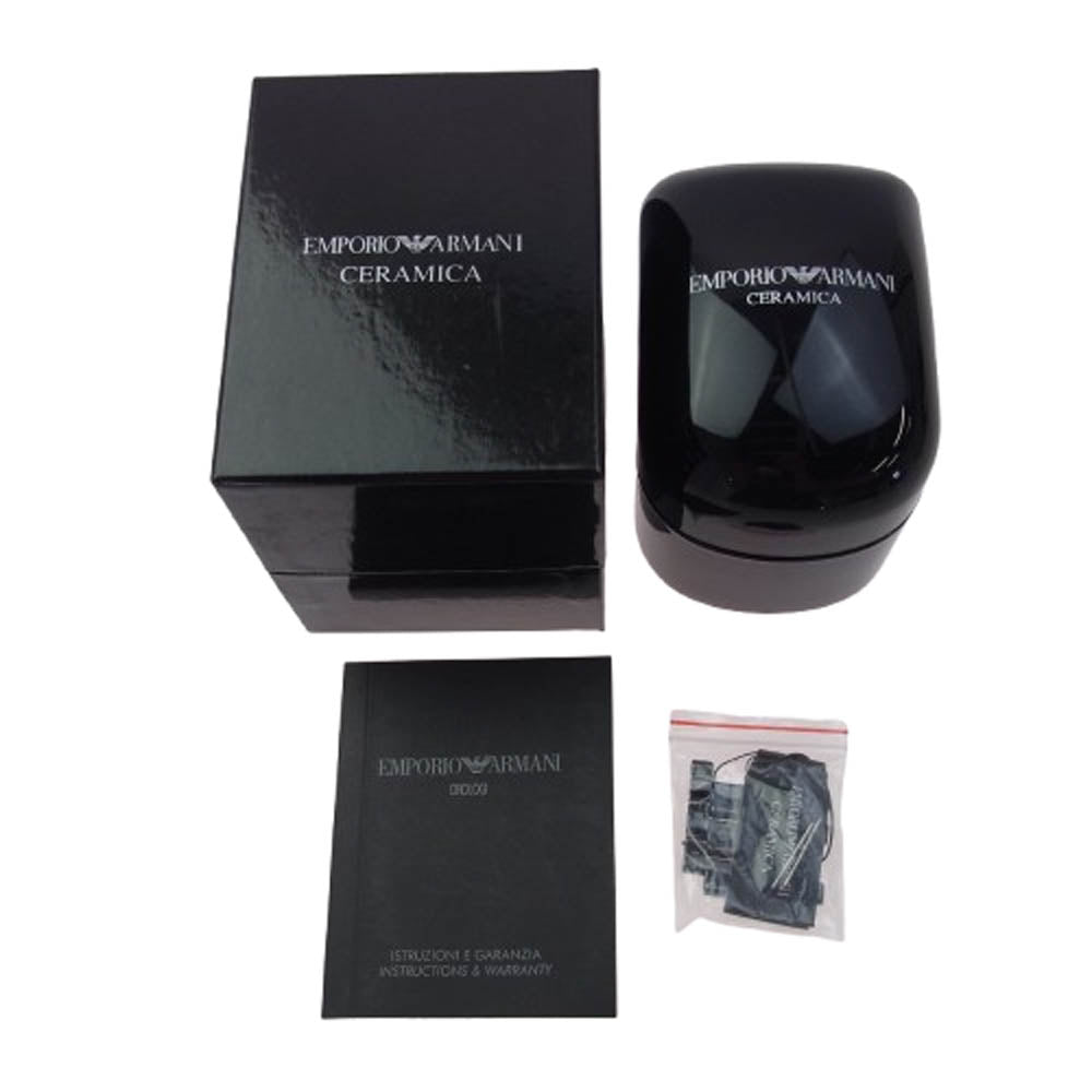 Emporio Armani エンポリオ・アルマーニ AR1410 ブラックダイヤル ローズゴールド ウォッチ クォーツ 腕時計 ブラック系【中古】