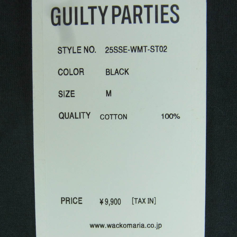 WACKO MARIA ワコマリア 25SS 25SSE-WMT-ST02 STANDARD CREW NECK T-SHIRT Type-2 タイプ2 GUILTY PARTIES ロゴプリント スタンダード クルーネック 半袖 Tシャツ ブラック系 ダークグレー寄りの黒系 M【美品】【中古】