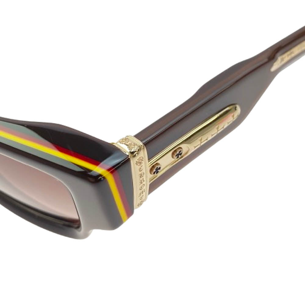 CHROME HEARTS クロムハーツ(原本無) GIRTH QUAKE PTO ガース クエイク サングラス 眼鏡 アイウェア ブラウン ダークブラウン系 56□18-148【美品】【中古】