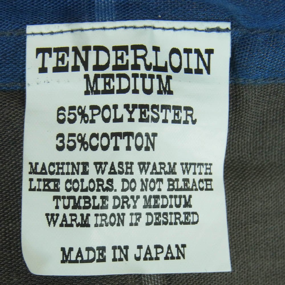 TENDERLOIN テンダーロイン T-POLY SHT S/S 刺繍ロゴ レギュラーカラー チェック 半袖 シャツ ブルー系 グレー系 M【中古】