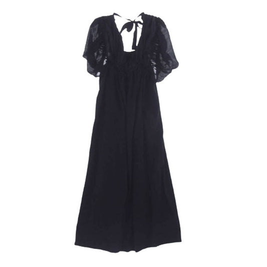 tao COMME des GARCONS タオ コムデギャルソン AD2010 3G-O021 シアー切替 パフスリーブ ロング ワンピース ブラック系【中古】