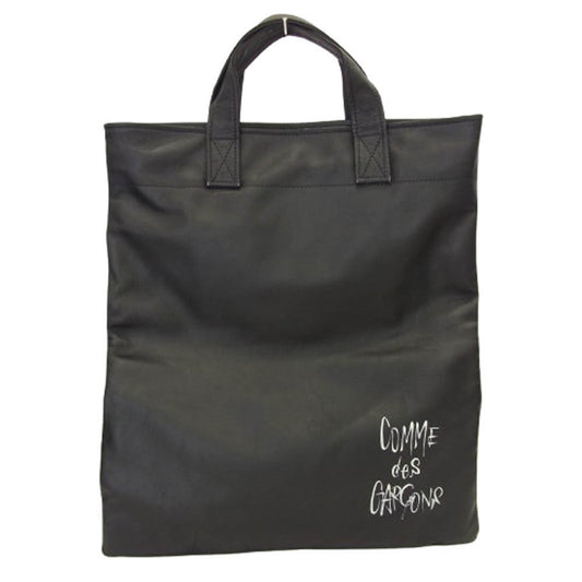 COMME des GARCONS コムデギャルソン KO-K001 × Lewis Leathers ルイスレザー LIVE FREE WITH STRONG WILL 青山限定 レザー トートバッグ ブラック系【中古】