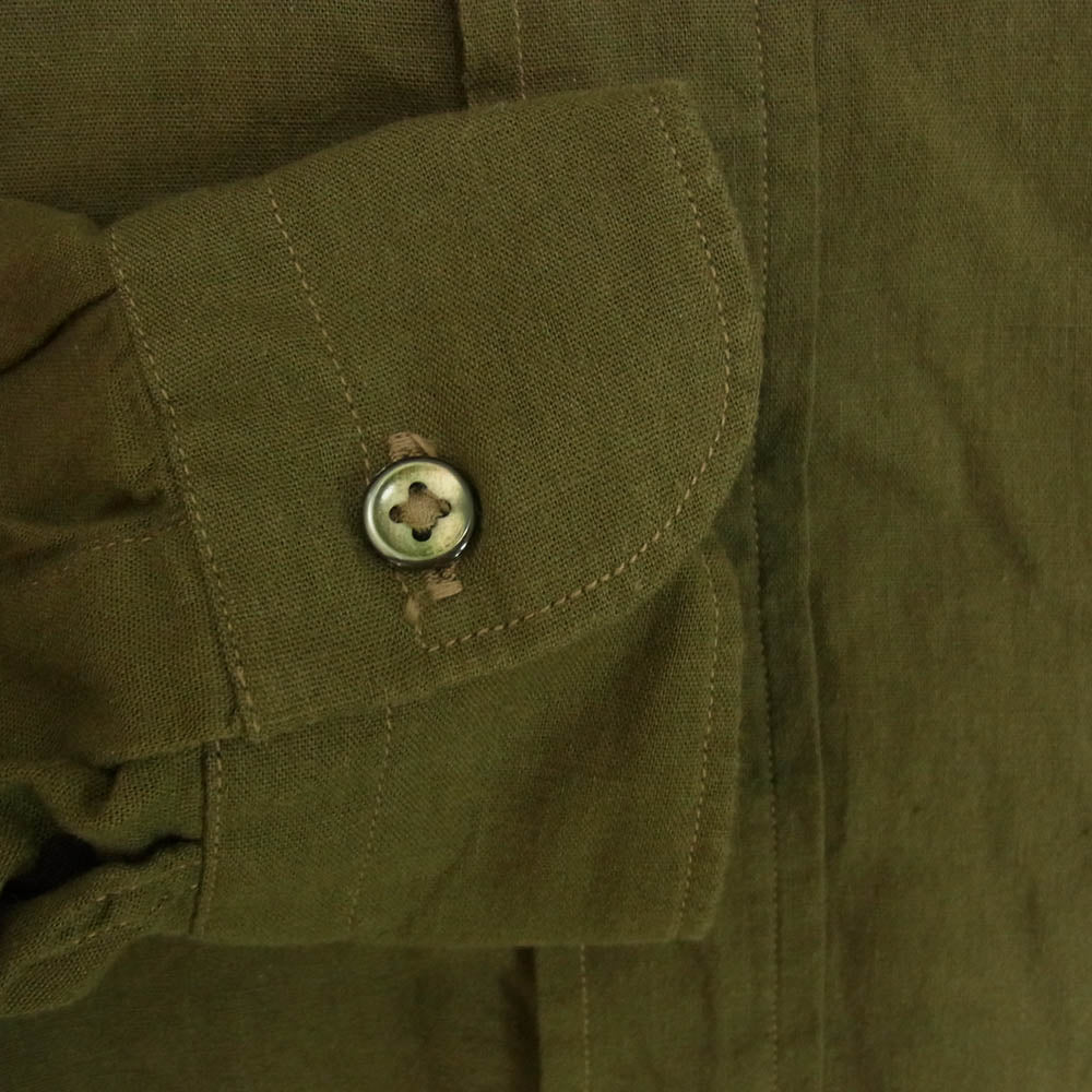 COMOLI コモリ 21SS T01-02010 ベタシャンプル オーバー ノーカラー 長袖 シャツ カーキ系 2【中古】