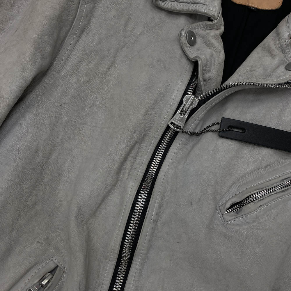 ISAMUKATAYAMA BACKLASH イサムカタヤマバックラッシュ 1927-06 JAPAN CALF NATURAL DYED “GARMENT-WASH” DOUBLE RIDERS ジャパンカーフ 製品洗い ダブルライダース ホワイト系 L 3【中古】
