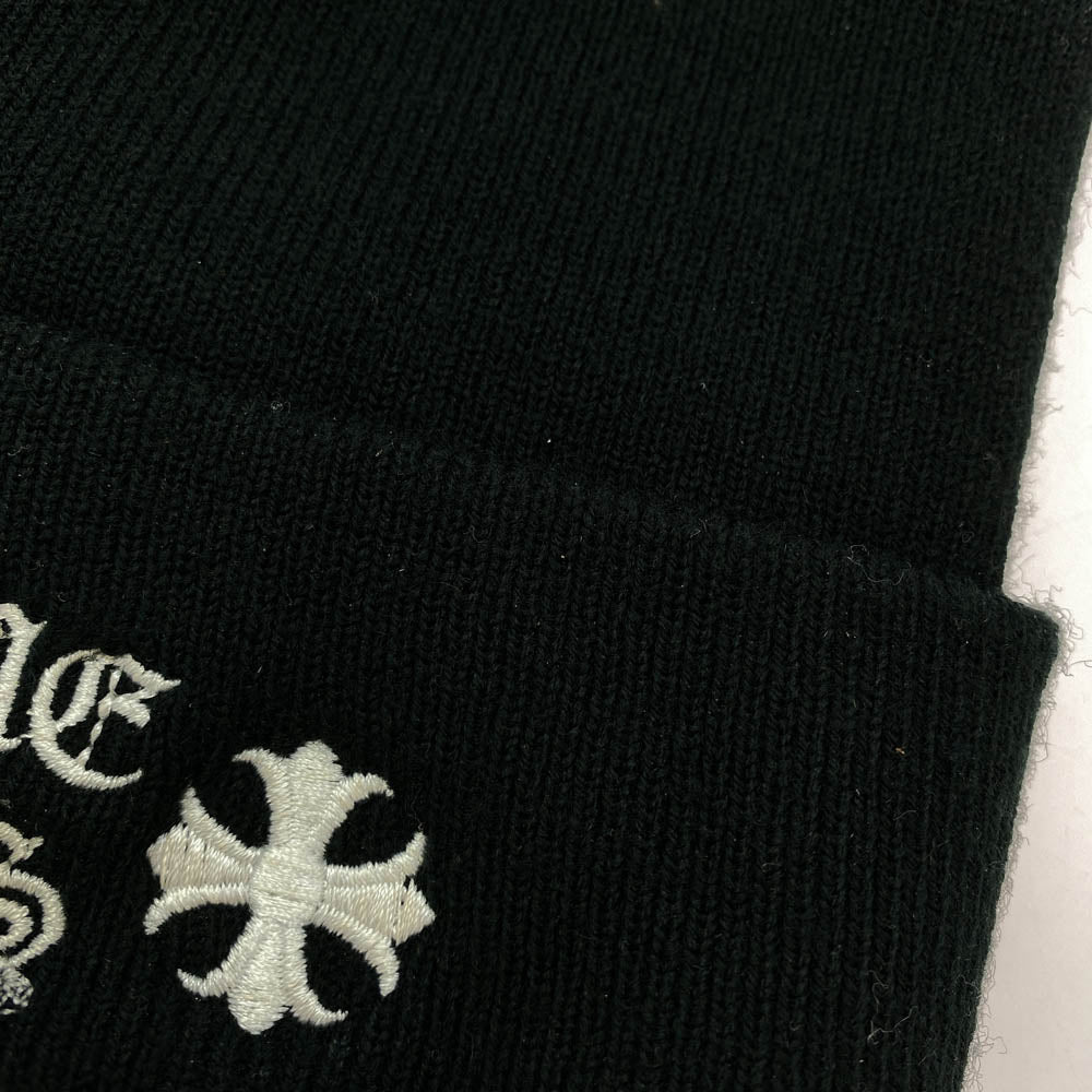 CHROME HEARTS クロムハーツ(原本無) WATCH CAP ワッチ キャップ ロゴ刺繍 アクリル ビーニー ニット帽 ブラック系【中古】