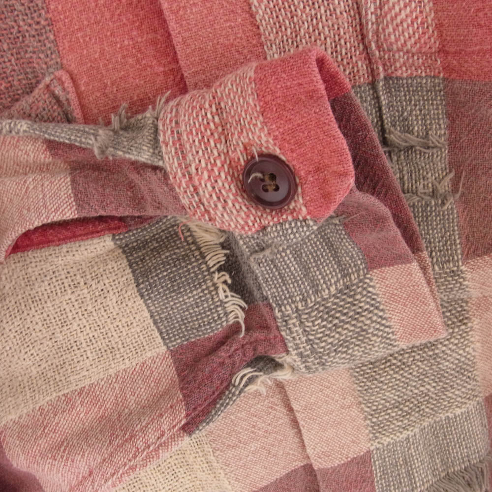 SUGAR CANE シュガーケーン 321-M21163 ダメージ加工 チェック 長袖 シャツ ピンク系【中古】