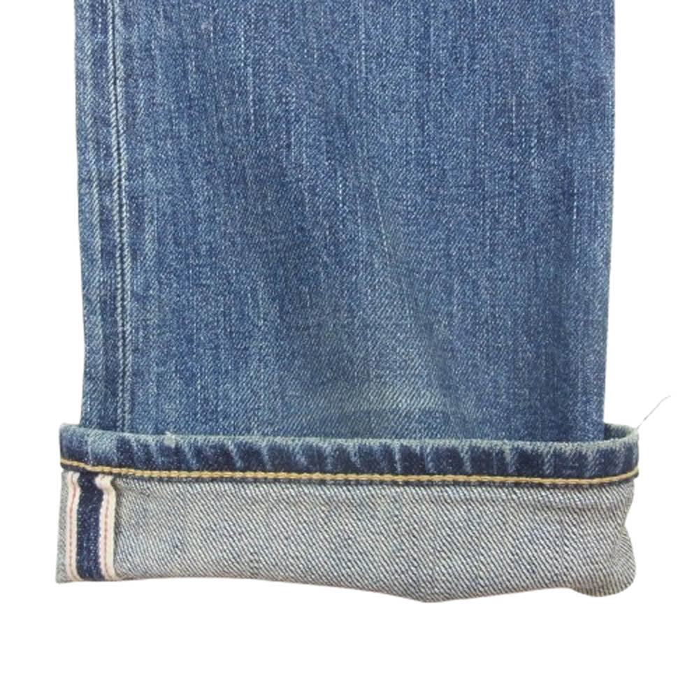 CRIMIE クライミー C1G5-PT10 BORN FREE GARAGE USED SELVEDGE STRETCH DENIM PANTS ペイント ダメージ加工 セルビッチ ストレッチ デニム パンツ インディゴブルー系 XL【中古】