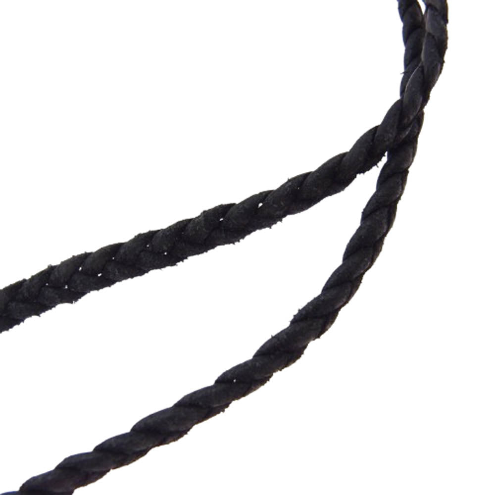 CHROME HEARTS クロムハーツ(原本無) LEATHER BRAID スクロール レザーブレード シルバー ネックレス ブラック系 シルバー系【中古】