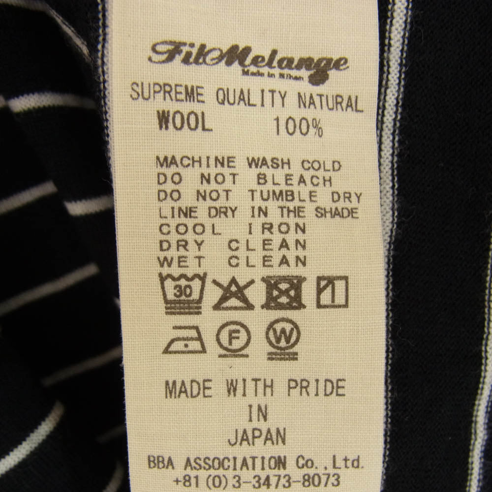 FilMelange フィルメランジェ WOLF ウルフ ボーダー Tシャツ ブラック系 3【極上美品】【中古】