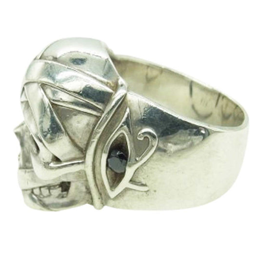 Justin Davis ジャスティンデイビス SRJ552 MUMMY DEAREST マミー スカル ストーンアイ リング S.RUBY/BLACK FINISH シルバー系【中古】