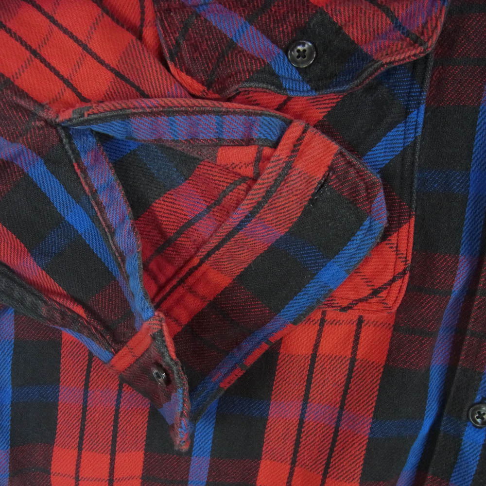 プレンティス USA製 チェック 長袖 ネル シャツ RN23556 レッド系 ブルー系【中古】