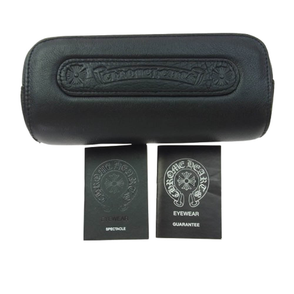 CHROME HEARTS クロムハーツ(原本無) 純正レザーアイウェアケース付属 SPLAT-A 55□17-143 BSフレアテンプル 度入り アイウェア 眼鏡 ブラック系 55□17-143【中古】