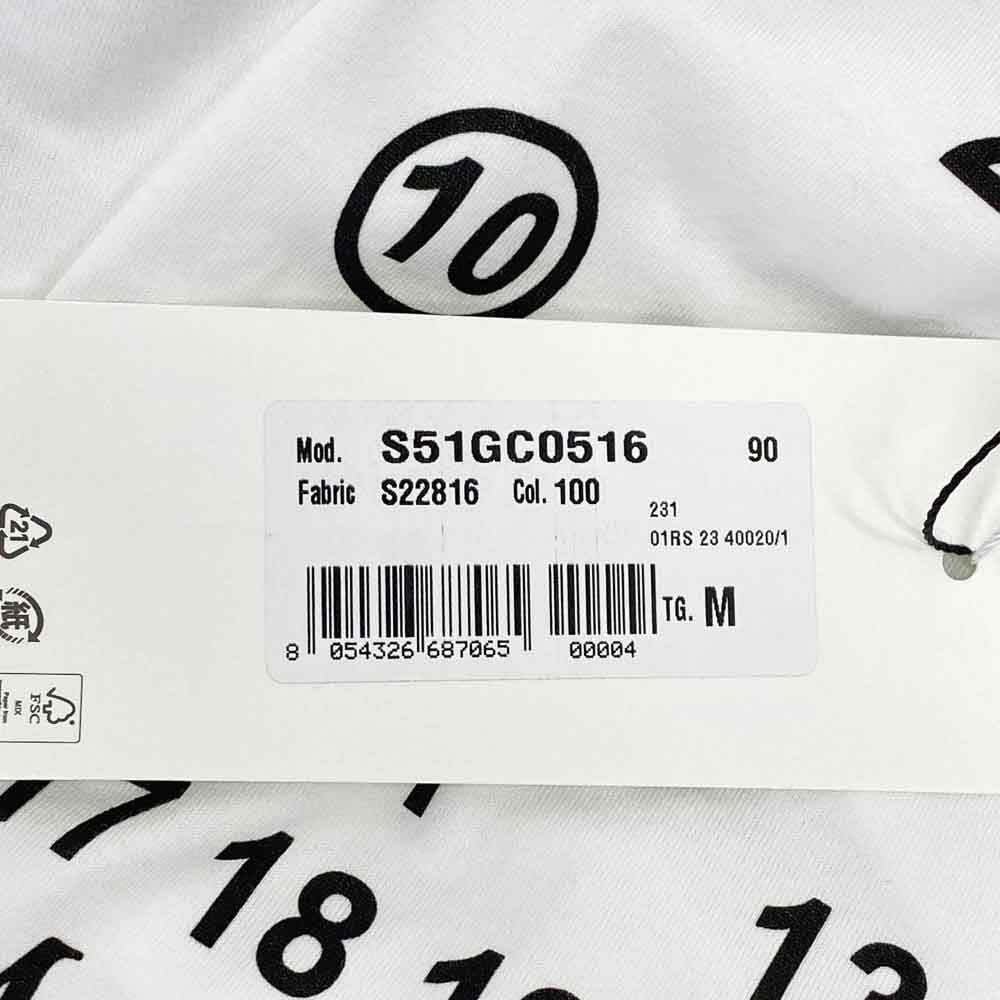 MAISON MARGIELA メゾンマルジェラ 22AW S51GC0516 ナンバリング ロゴ ショートスリーブ シャツ 半袖 Tシャツ ホワイト系 M【極上美品】【中古】