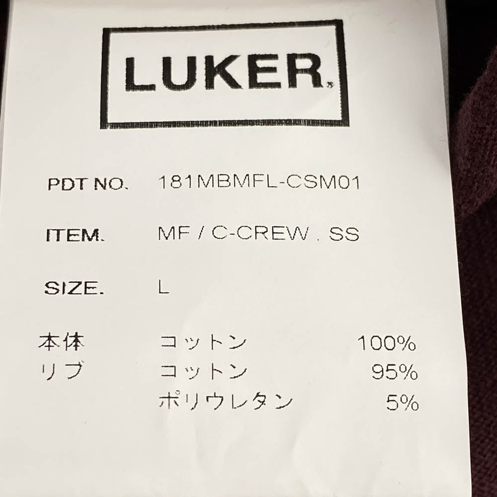 ルーカーバイネイバーフッド 181MBMFL-CSM01 バックロゴプリント クルーネック 半袖 Tシャツ エンジ系 L【中古】