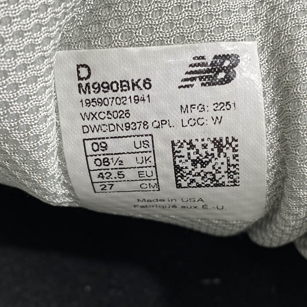 NEW BALANCE ニューバランス USA製 M990BK6 スニーカー ランニングシューズ ブラック系 27cm【中古】