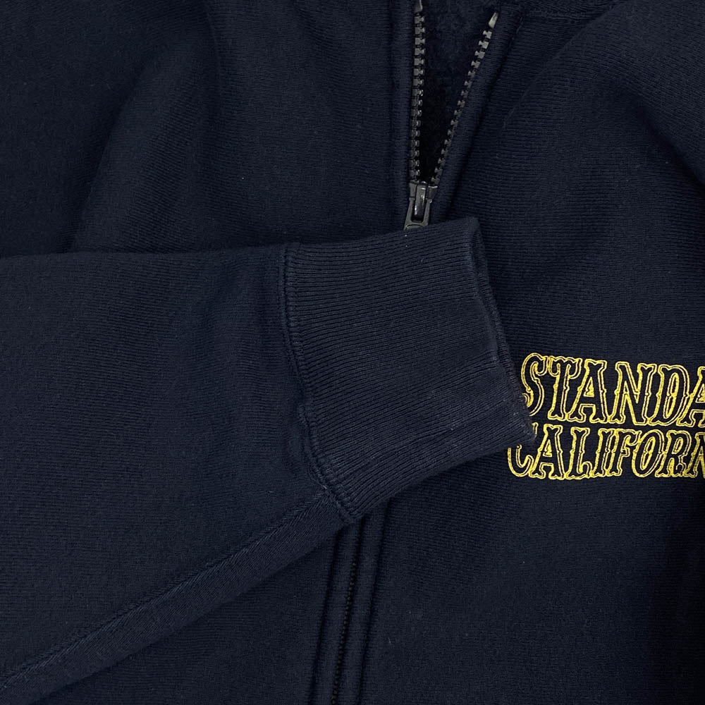 STANDARD CALIFORNIA スタンダードカリフォルニア ワンポイント シールド ロゴ スウェット フーディー ジップ アップ パーカー ダークネイビー系 M【中古】