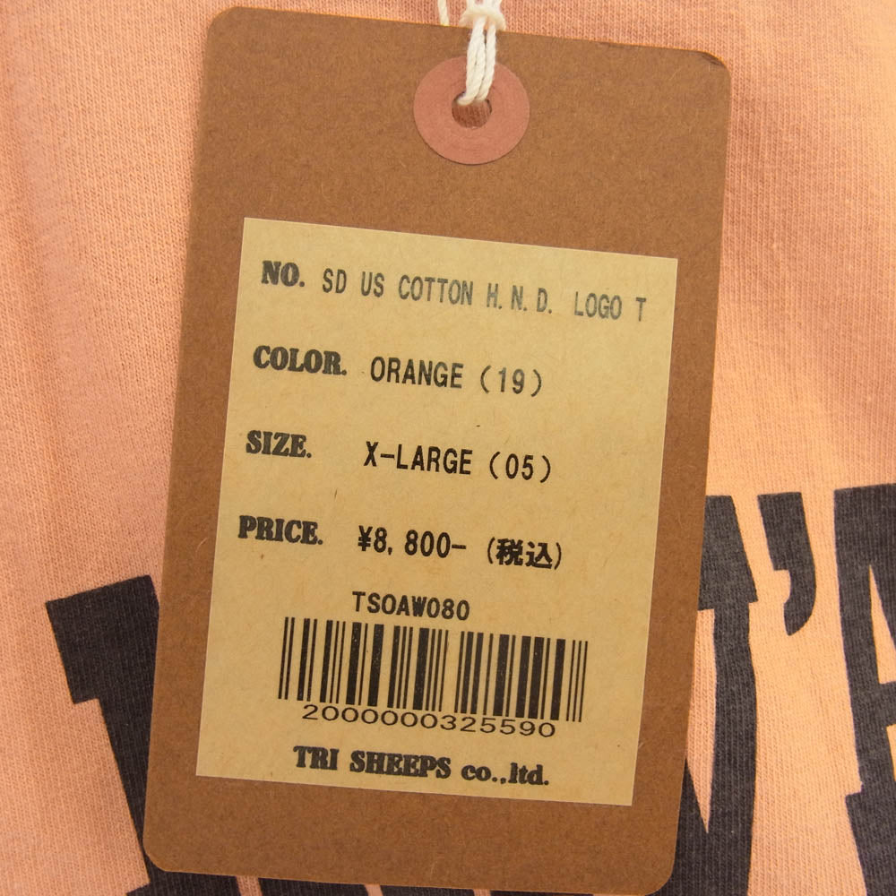 STANDARD CALIFORNIA スタンダードカリフォルニア SD US Cotton H.N.D. Logo T ロゴ 半袖 Tシャツ ピンクオレンジ系 XL【極上美品】【中古】