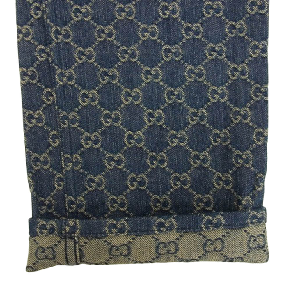 GUCCI グッチ 21SS 649092 GGロゴ ブルー デニム パンツ インディゴブルー系 32【極上美品】【中古】