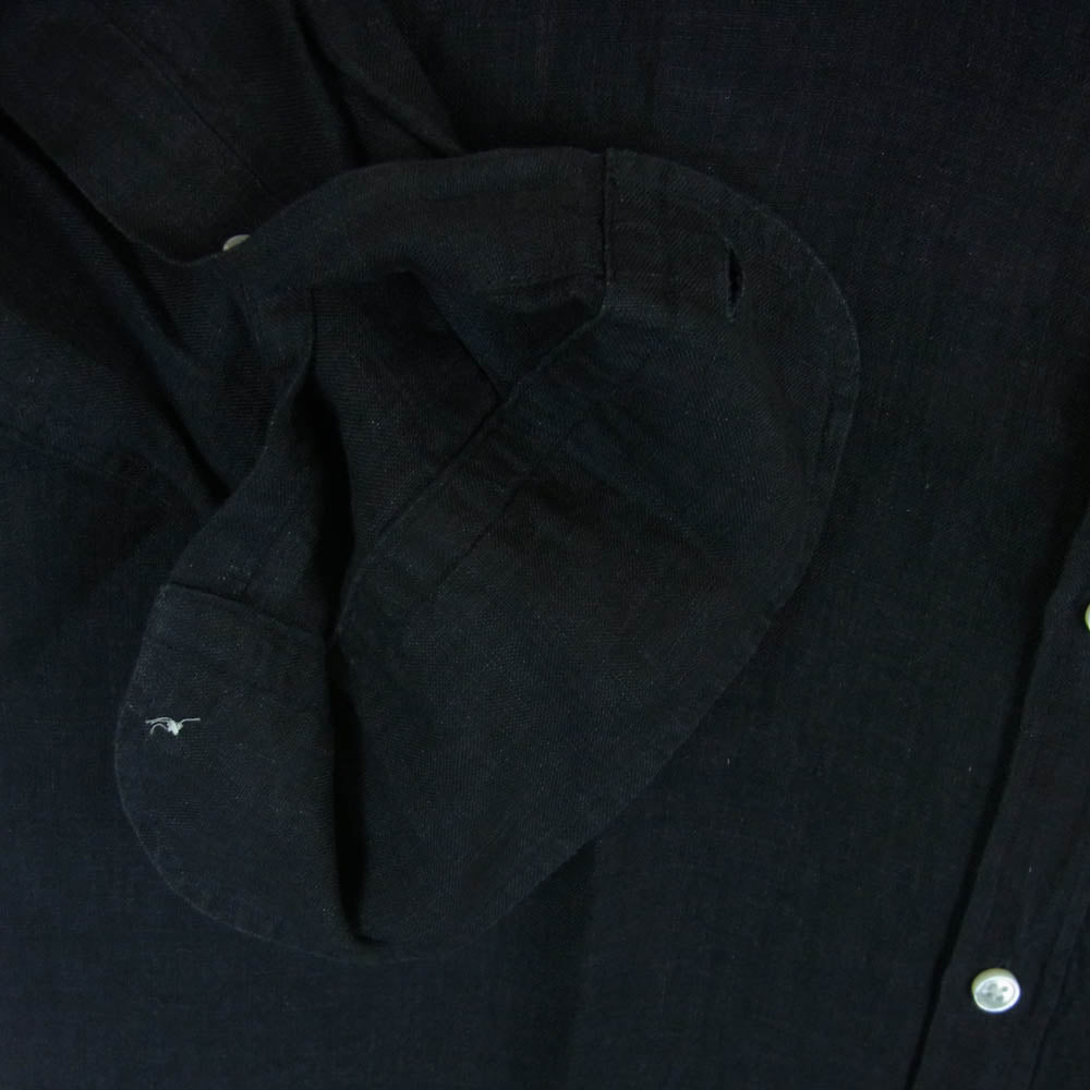 アルコディオ バイオウォッシュリネン 麻 長袖 シャツ 中国製 ブラック系 BLACK L【極上美品】【中古】