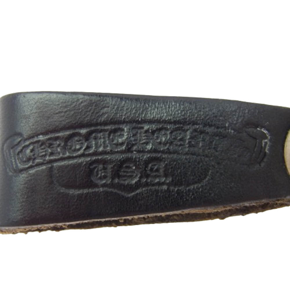 CHROME HEARTS クロムハーツ(原本無) BELT LOOP クロスボールボタン レザー ベルトループ ブラック系 シルバー系【中古】