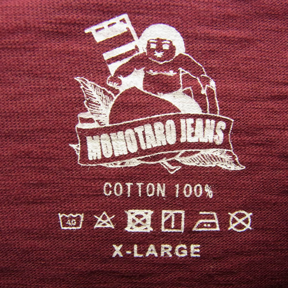 MOMOTARO JEANS 桃太郎ジーンズ 8.2オンス メッシュポケット Tシャツ バスケットボール エンジ系 XL【美品】【中古】