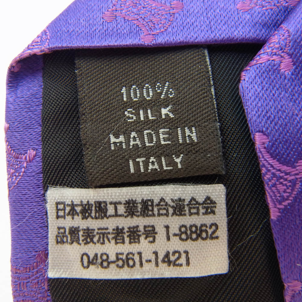 CELINE セリーヌ シルク100%トリオンフ柄 ネクタイ パープル系【中古】