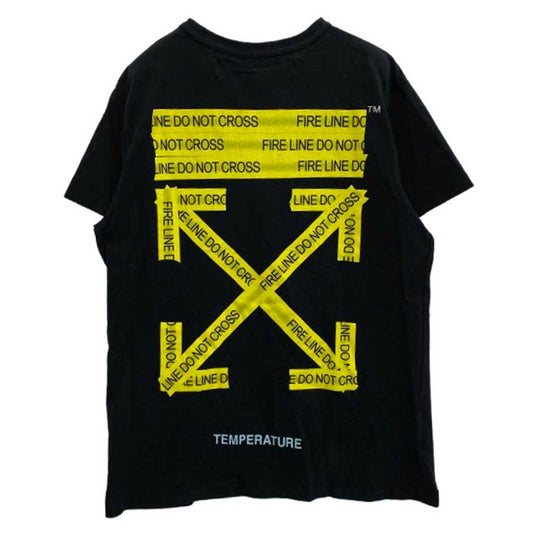 OFF-WHITE オフホワイト OMAA002S181850061060 FIRETAPE S/S TEE テープロゴ アロー 半袖 Tシャツ ブラック系 XXS【中古】