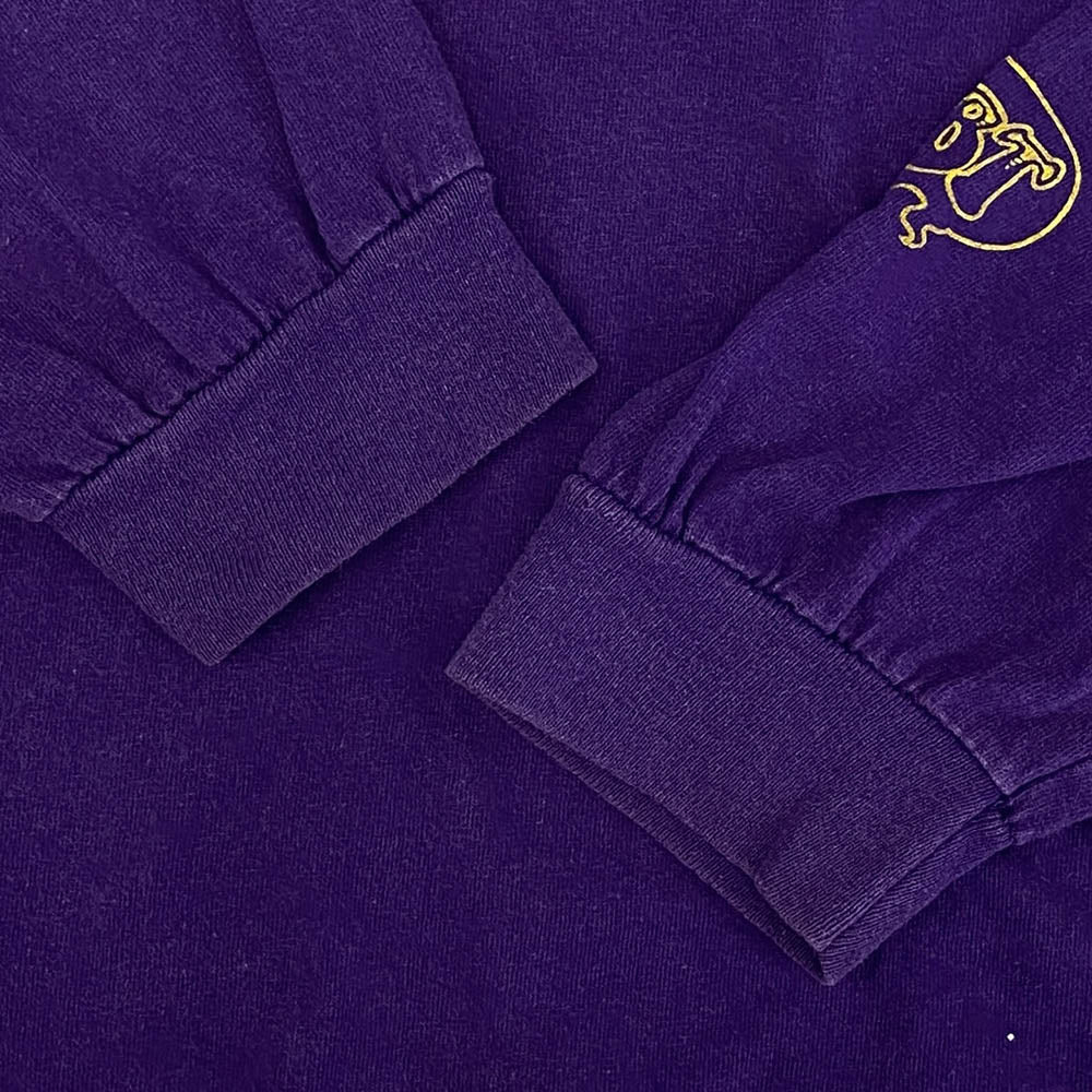 レンダー GILDAN ロゴ プリント 長袖 ギルダンボディ 長袖 ロングスリーブ Tシャツ カットソー ロンT パープル系 XL【中古】