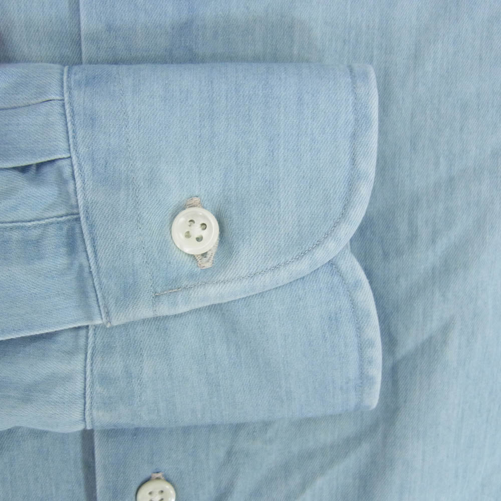 メーカーズシャツカマクラ 鎌倉シャツ スプレッドカラー デニム シャンブレー 長袖 シャツ ブルー系 38【中古】