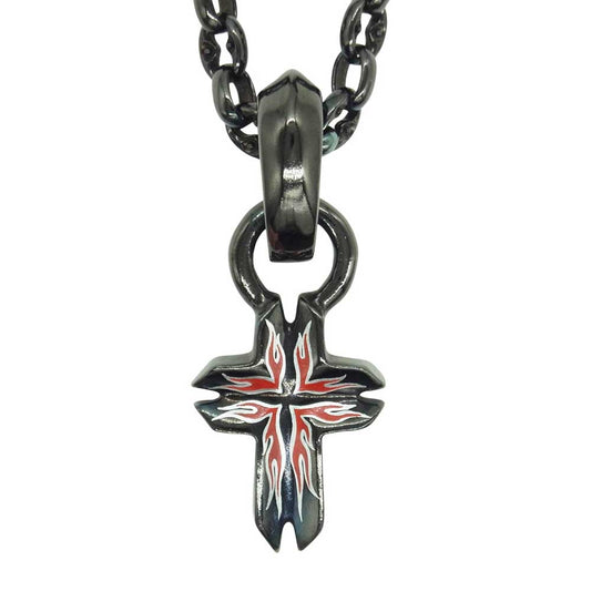 STARLIN GEAR スターリンギア グルーブクロスペンダントトップ アンカーチェーンネックレス ブラックコーティング シルバー925 ブラック系【中古】