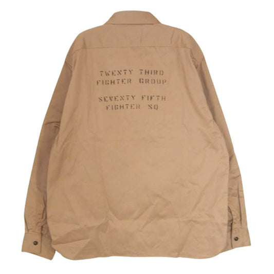 Buzz Rickson's バズリクソンズ BR29476 HERRINGBONE WORK SHIRT FLYING TIGERS ヘリンボーン 長袖 ワークシャツ ステンシル ブラウン系 L【極上美品】【中古】