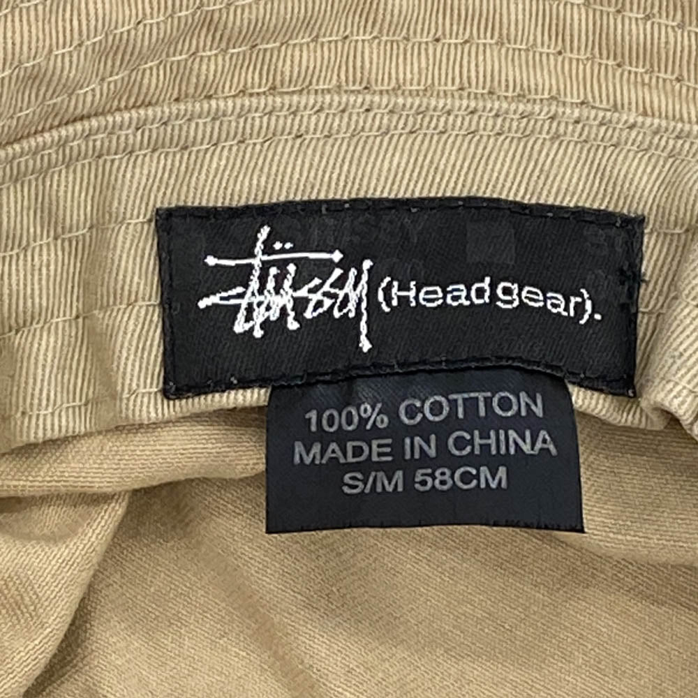 STUSSY ステューシー ロゴ 刺繍 バケットハット ベージュ ベージュ系 S/M 58CM【中古】