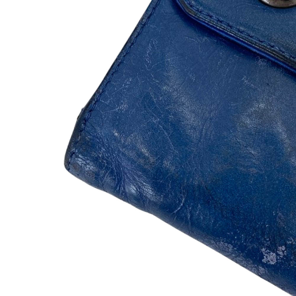 CHROME HEARTS クロムハーツ(原本無) WAVE ウェーブウォレット ノベルティレザー フレアボールボタン ブルー ブルー系【中古】