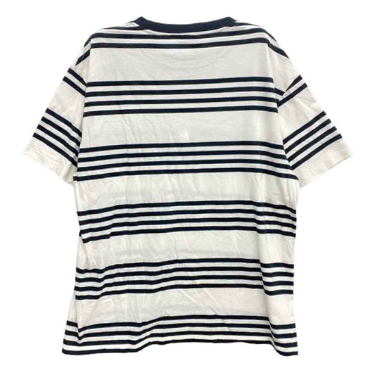 CELINE セリーヌ 2X85M800M ロゴプリント ボーダー 半袖 Tシャツ カットソー ホワイト系 XL【中古】