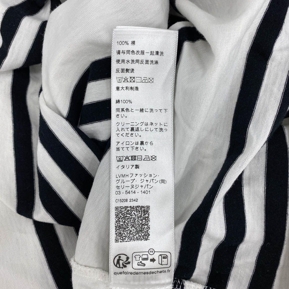 CELINE セリーヌ 2X85M800M ロゴプリント ボーダー 半袖 Tシャツ カットソー ホワイト系 XL【中古】