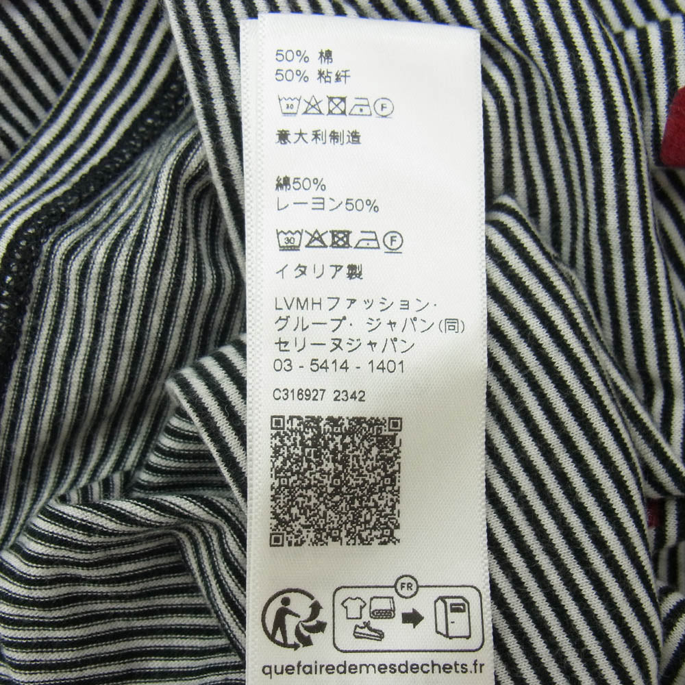 CELINE セリーヌ 2X45M878Y CELINE PARIS ロゴ ボーダー 半袖 Tシャツ カットソー ブラック系 ホワイト系 XL【中古】