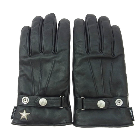 schott ショット 782-4970045 ワンスター スタッズ 内ボア レザー ウインターグローブ 手袋 ブラック系 M【美品】【中古】