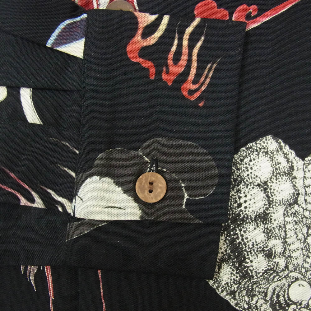 WACKO MARIA ワコマリア 19AW 19FWE-WMS-HI04 HAWAIIAN SHIRTS L/S お化け ハワイアン ロングスリーブ 長袖 シャツ ブラック系 S【新古品】【未使用】【中古】